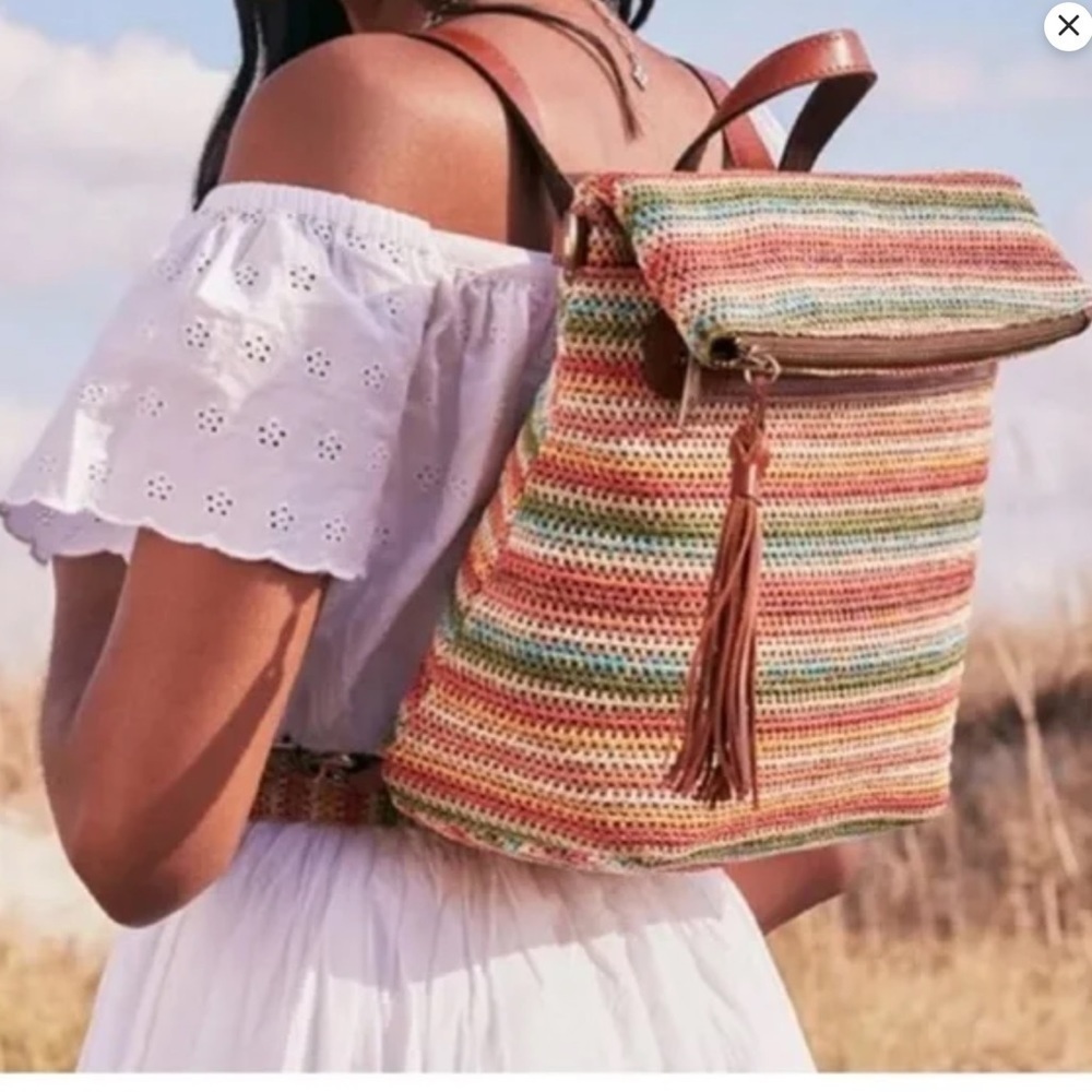 Patricia Nash Luzille Convertible Leather Backpack Multicolored